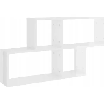 police Bílá nástěnná police 100 x 18 x 53 cm, vysoký lesk, dřevotříska