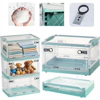 Úložný box ORGANIZÁTOR KONTEJNER ÚLOŽNÝ PLASTOVÝ BOXNA UCHOVÁVÁNÍ ODĚVŮ ODĚVY ZELENÁ 27L