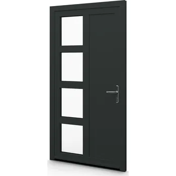 Vchodové dveře ALUPLAST Plastové jednokřídlové hlavní vchodové dveře antracit/bílé 19 Otvírání: Levé, Šířka v cm: 85, Výška v cm: 200