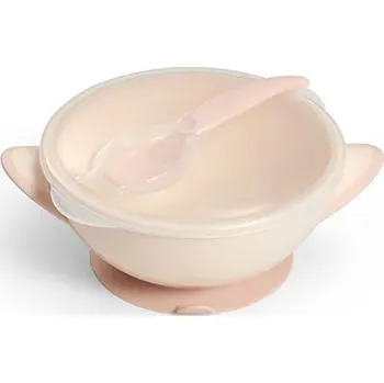 BabyOno 1063/06 MÍSA S PÍŠTĚLKOU A LŽIČKOU KRÉMOVĚ RŮŽOVÁ