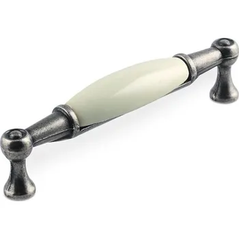 Nábytkové kování 12941 úchytka ERIKA rozteč 96mm st.stříbrná porcelán (Nábytková úchytka ERIKA s roztečí 96 mm. Praktický doplněk do interiéru.)