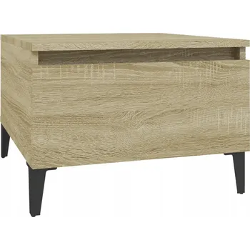 Konferenční stolek Industriální odkládací stolek se zásuvkou, dub sonoma, 50 x 46 x 35 cm, kov