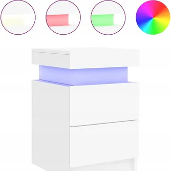 Noční stolek Noční stolek s nastavitelným LED osvětlením, bílý, 35x39x55 cm