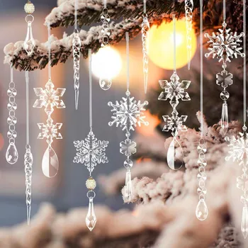 Vánoční dekorace Rampouchy na vánoční stromeček VÁNOČNÍ BAŇKY 24 ks. rampouchy průhledné závěsné rampouchy ledové