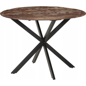 Jídelní stůl Stůl z masivního recyklovaného dřeva a ocelovým rámem, 110 x 78 cm, Mix barev