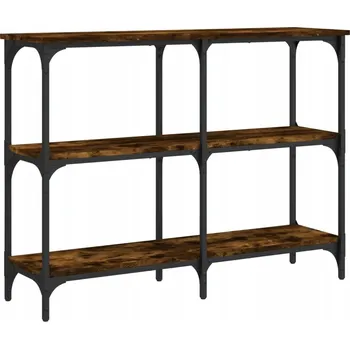 Konferenční stolek Konzolový stolek s kovovým rámem, kouřový dub, 100x29x75 cm