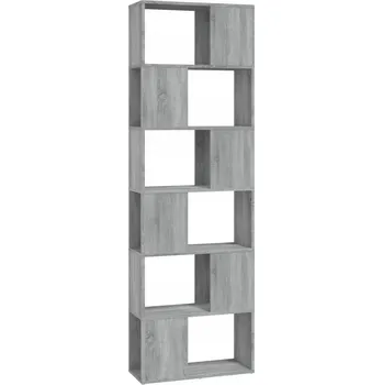 Knihovna Knihovna s 6 policemi, šedá dub sonoma, 60 x 24 x 186 cm