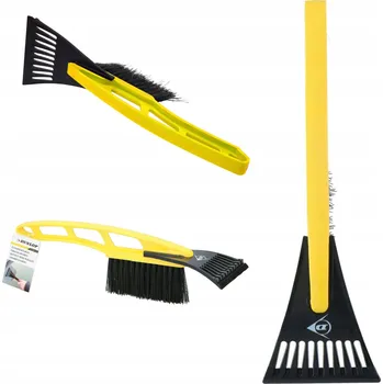 Autoškrabka Škrabka na led z ABS plastu s kartáčem DUNLOP 2v1 31 CM Žlutá na okna a led