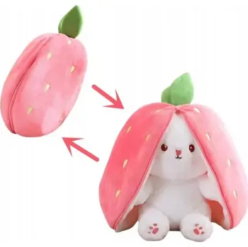 plyšák KRÁLÍK v JAHODĚ Králíček Jahoda Plyšová Hračka 25cm 2v1