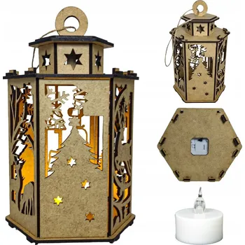 Obraz Vánoční lucerna dřevěná XL + LED svíčka