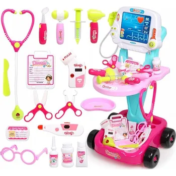 Hra na obchod SADA MALÉHO LÉKAŘE MALÝ DOKTOR LÉKAŘSKÝ VOZÍK RENTGEN PRO DĚTI