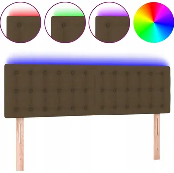 Čelo postele s nastavitelným LED páskem, tmavě hnědá, 144x5x78/88 cm