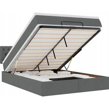 Matrace Otoman s matrací 193 x 144 x 78/88 cm, tmavě šedá, bílá matrace 140 x 1