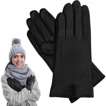 Rukavice Aleszale dámské kožené rukavice s pěti prsty, velikost L