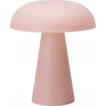 Lampička PLASTOVÁ LAMPA VE TVARU HŘIBU Ø 15 X 18 CM RŮŽOVÁ NA BATERIE LED TEPLÁ BÍLÁ