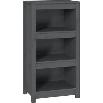 Knihovna Regál na knihy z masivního borovicového dřeva, šedý, 50x35x97 cm