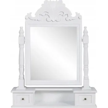 Toaletní stolek Bílá Toaletní Stolek se zrcadlem a dvěma zásuvkami, MDF, 60x12,5x74 cm