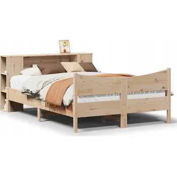 Postel Dřevěný rám postele z borovicového dřeva s čelem, 219,5 x 146 x 82 cm, neošetřený