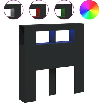 Čelo postele s RGB LED osvětlením, černé, 100x18,5x103,5 cm