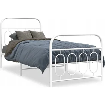 Postel Bílý kovový rám postele 207 x 85 x 100 cm s čelem