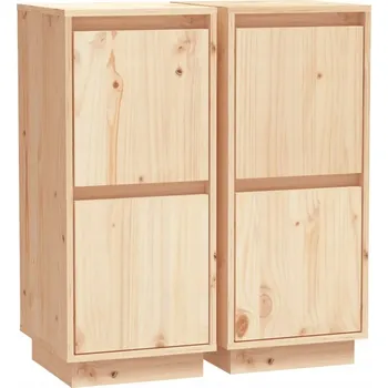 Komoda Dřevěná Skříňka se 2 Dvířky Borovice/MDF 31,5x34x75 cm