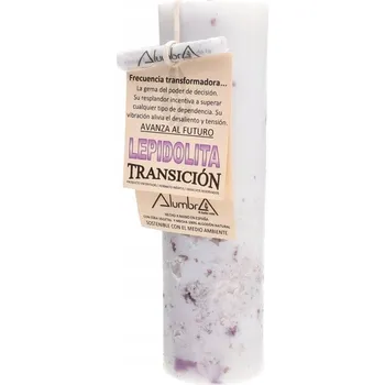 Svíčka Ručně vyráběná rituální svíčka s lepidolitem - PŘECHOD