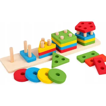 Dřevěná hračka SORTER MONTESSORI DŘEVĚNÁ SKLÁDAČKA STAVEBNICE VZDĚLÁVACÍ HRAČKA PRO DĚTI