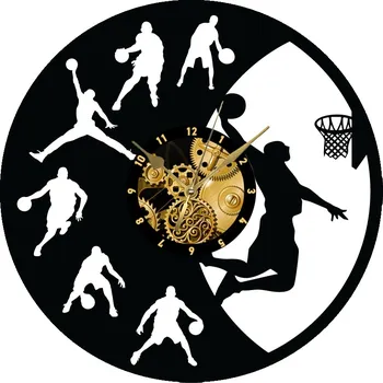 Hodiny NÁSTĚNNÉ HODINY VYROBENÉ Z VINYLOVÉ DESKY - DEKORACE NA ZEĎ