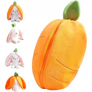 plyšák PLYŠOVÁ HRAČKA KRÓLIK W MARCHEWCE 2W1 – PLYŠÁK 25 CM, BÍLO-ORANŽOVÁ