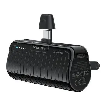 Powerbanka Powerbanka Veger PlugOn (W0558) PD QC3.0 3A 20W 5000 mAh s integrovaným konektorem USB‑C, černá - Veger + zdarma možnost vyzkoušet a vrátit zboží do 30 dní