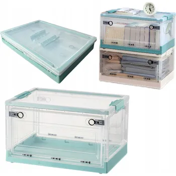 Úložný box ORGANIZÁTOR KONTEJNER ÚLOŽNÝ PLASTOVÝ BOXNA UCHOVÁVÁNÍ ODĚVŮ ZELENÁ 56L