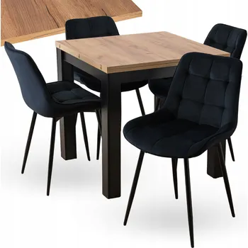 Jídelní stůl Rozkládací stůl Mebel Elite dub craft černý čtvercový se 4 židlemi