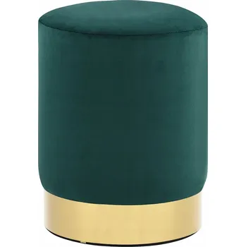 Konferenční stolek Podnožka/Stolek ve tvaru sudu, sametová tmavě zelená a zlatá, 28x36 cm