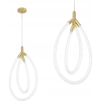 LED Závěsné Svítidlo Zlaté Stropní 2 Oválné Kruhy Bílé Minimalistické