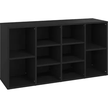 Botník Lavice na boty se skříňkou RTV, 10 polic, 103x30x54,5 cm, černá