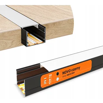 LED osvětlení LED Hliníkový Profil Černý Eloxovaný Pro Pásky Nástěnný Zapuštěný Kryt 1m