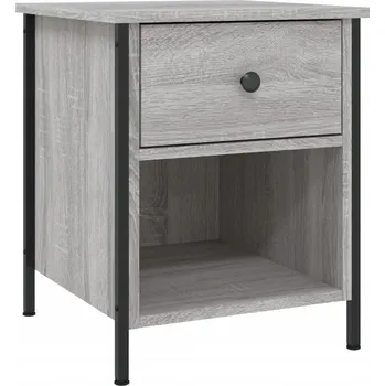 Noční stolek Noční stolek z materiálu na bázi dřeva a železným rámem, šedý dub so