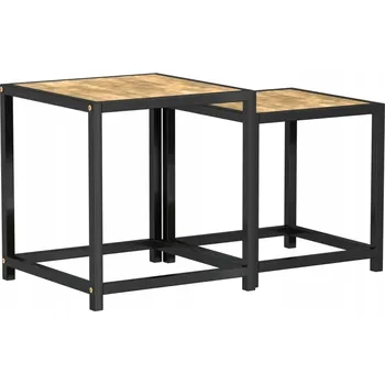 Konferenční stolek Sada 2 odkládacích stolků MDF/Ocel, černo-žluté, 37x37x40 cm / 33x33x