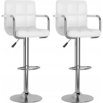 Barová židle Barové židle otočné, nastavitelné, bílé, 48x47x(90-111) cm, chrom/kůže