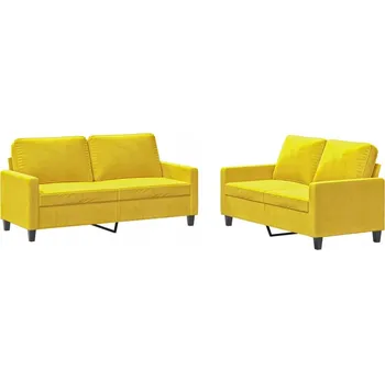 Sedací souprava Sametová sedací souprava žlutá 138/158x77x80 cm