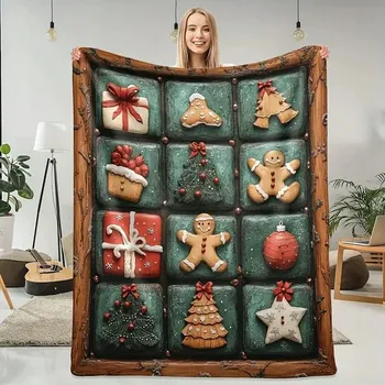 deka Deka Přehoz Vánoční Perníček Stromeček Měkký dárek 150x200 cm