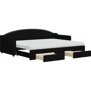 Pohovka Černá rozkládací pohovka se zásuvkami 223x90x75 cm 2v1