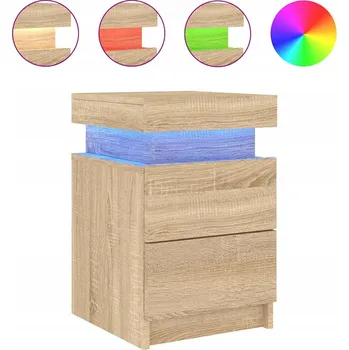 Noční stolek Noční stolek s LED osvětlením, dřevotříska, dub sonoma, 35x39