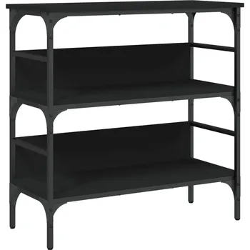 Konferenční stolek Konzolový stolek s policemi a kovovým rámem, černý, 75x32x75 cm