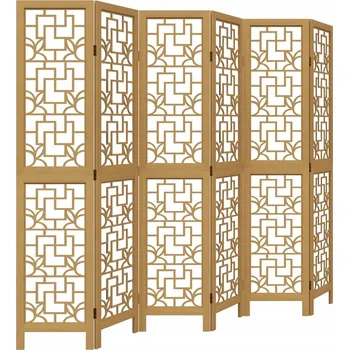 Paraván Paraván ze dřeva paulovnie, hnědý, 210-215 x 180 cm, 6 panelů