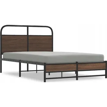 Postel Kovový rám postele s čelem, hnědý dub, 196 x 125 x 100 cm