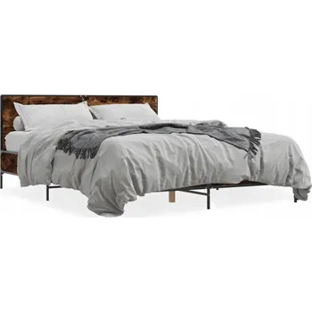 Postel Rám postele 203 x 163 x 80 cm v barvě kouřového dubu