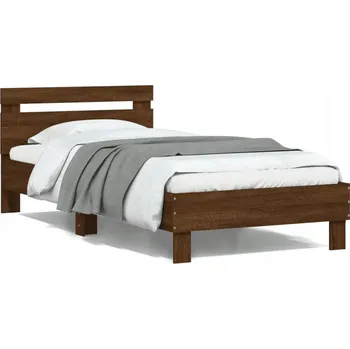 Postel Rám postele s čelem, dřevotříska, hnědý dub, 203x104x70 cm