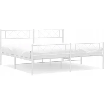 Postel Bílý kovový rám postele 219 x 187 x 90 cm s čelem