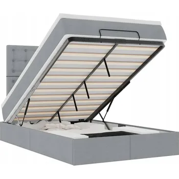 Matrace Otoman s matrací 193x120x118/128 cm, světle šedý, matrace 120x190x20 cm, topper